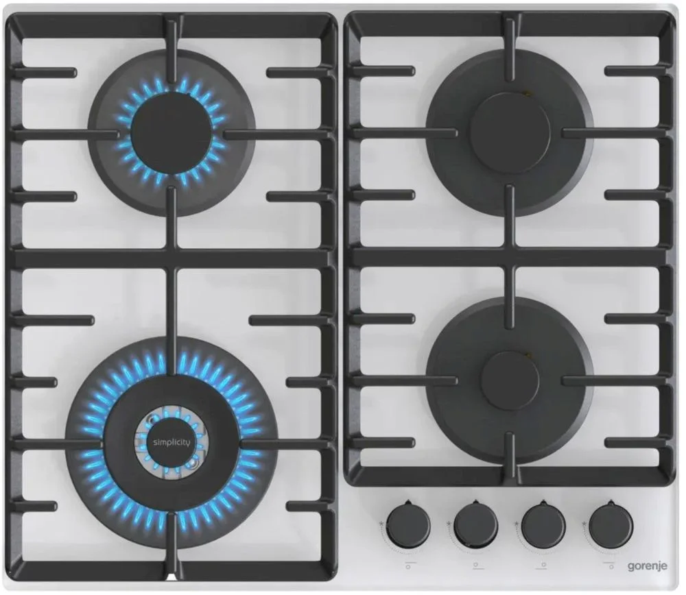 Поверхность газовая Gorenje GTW642SYW (Simplicity 2.1 / белый / закаленное стекло / чугун / WOK)-0