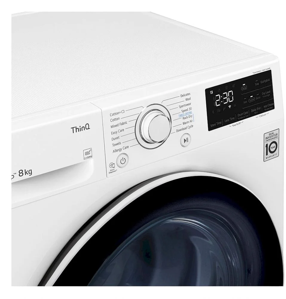 Сушильная машина с тепловым насосом LG RH80V3AV6N (69см / 8кг / Конденсационная / Allergy Care / Eco Hybrid™ / DUAL Inverter Heat Pump™/ThinQ™/Wi-Fi)-6