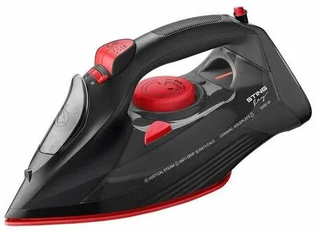 Утюг Stingray ST-IR201B чёрный/красный (3200 Вт / подошва - керамика / паровой удар - 490 г/мин / 1,8 м / автоотключение)-0