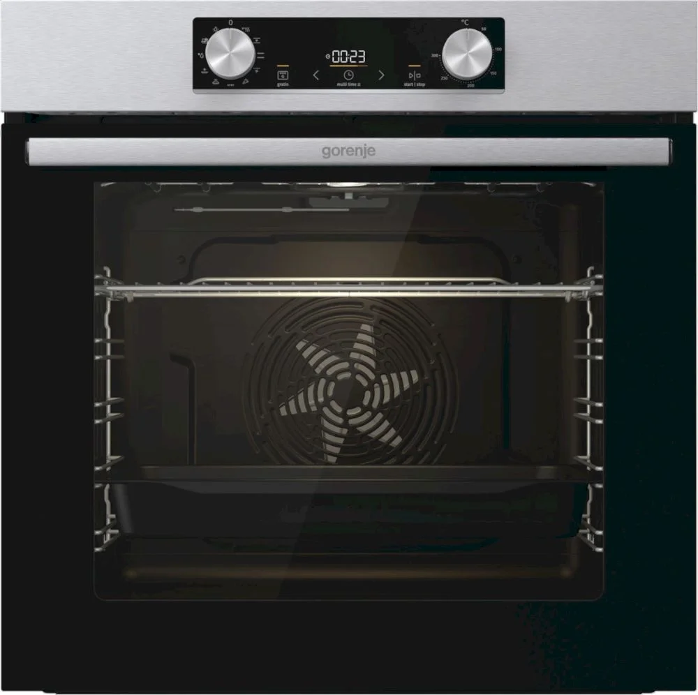 Духовой шкаф Gorenje BO6735E02XK (Essential / 77 л / до 300 °C / Нерж. сталь, стекло / AquaClean / PerfectGrill / съемные направляющие / А / IconLED)-0