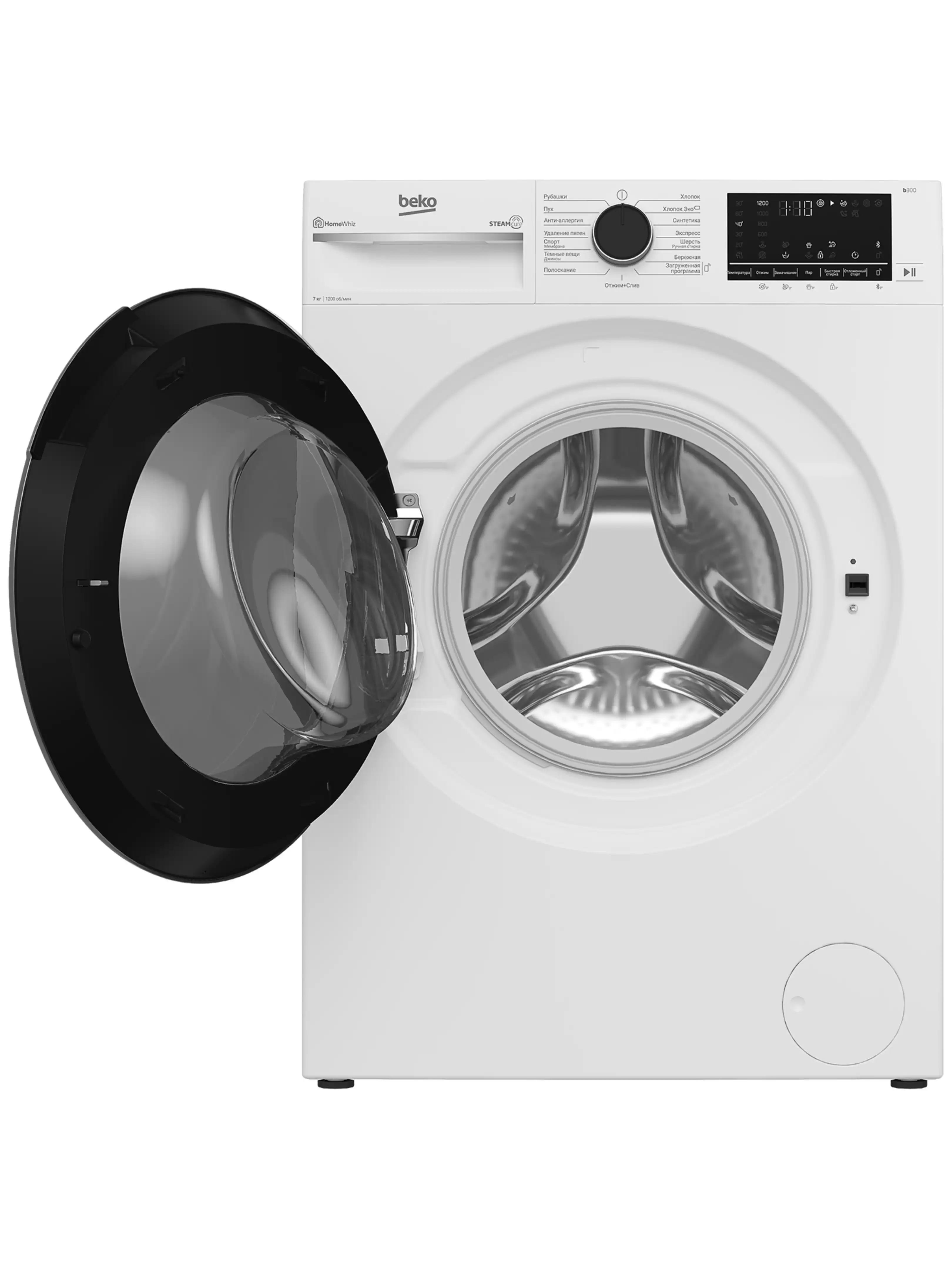 Стиральная машина Beko B3WFR572WB (49,6см / 7кг / 1200об / пар SteamCure™ / HomeWhiz®(Bluetooth) / Инверторный мотор ProSmart™ / A)-2