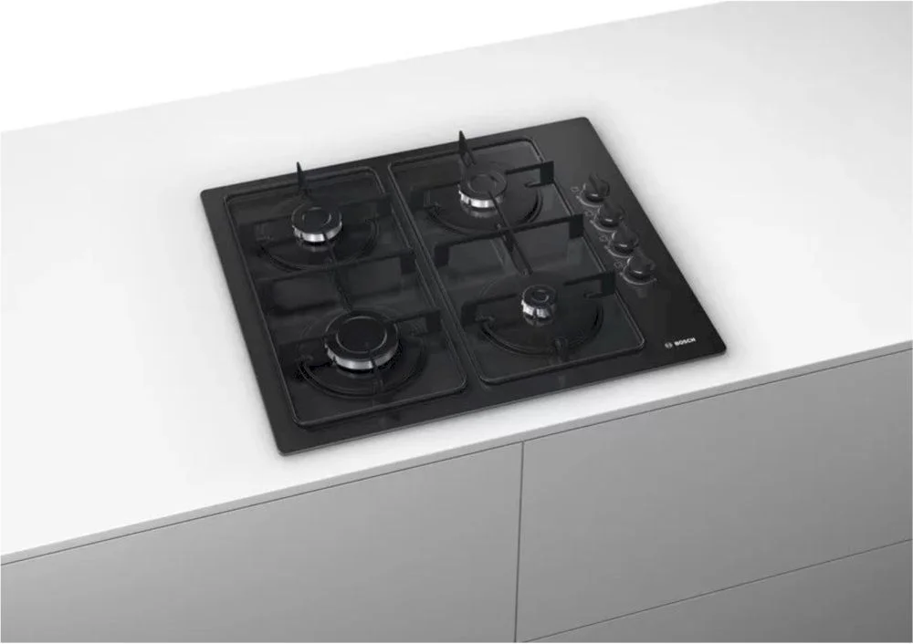 Поверхность газовая Bosch POP6B6B10 (Serie 2 / чёрная / закалённое стекло / стальные решетки)-4