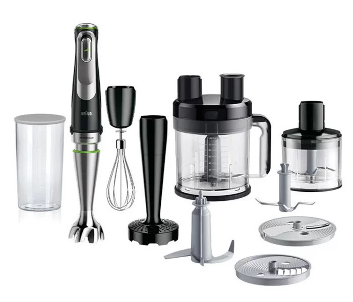 Блендер Braun Multiquick 9 MQ9187XLI (1200 Вт/ скоростей 3/ турборежим/ венчик, 2X измельчитель, стакан)-0