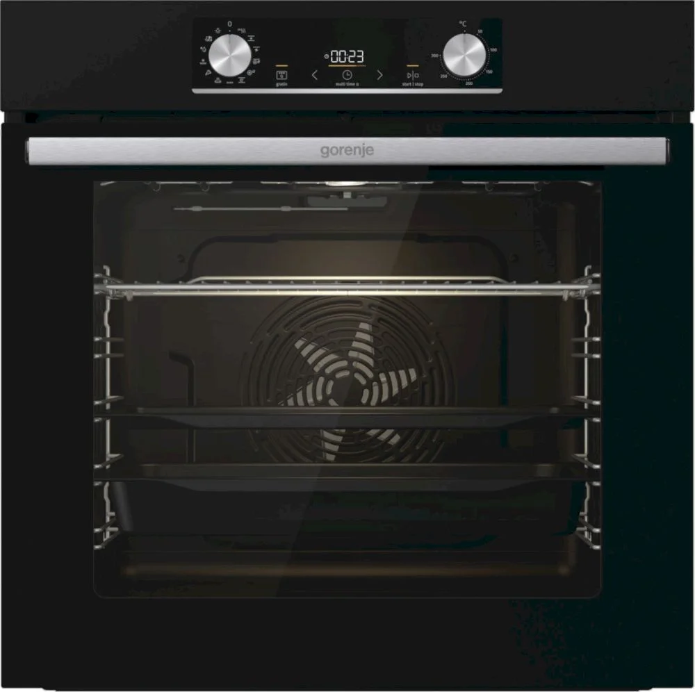 Духовой шкаф Gorenje BOSX6737E03B (Essential / 77 л / до 300 °C / Чёрный, стекло / AquaClean / PerfectGrill / съемные направляющие / А / IconLED)-0