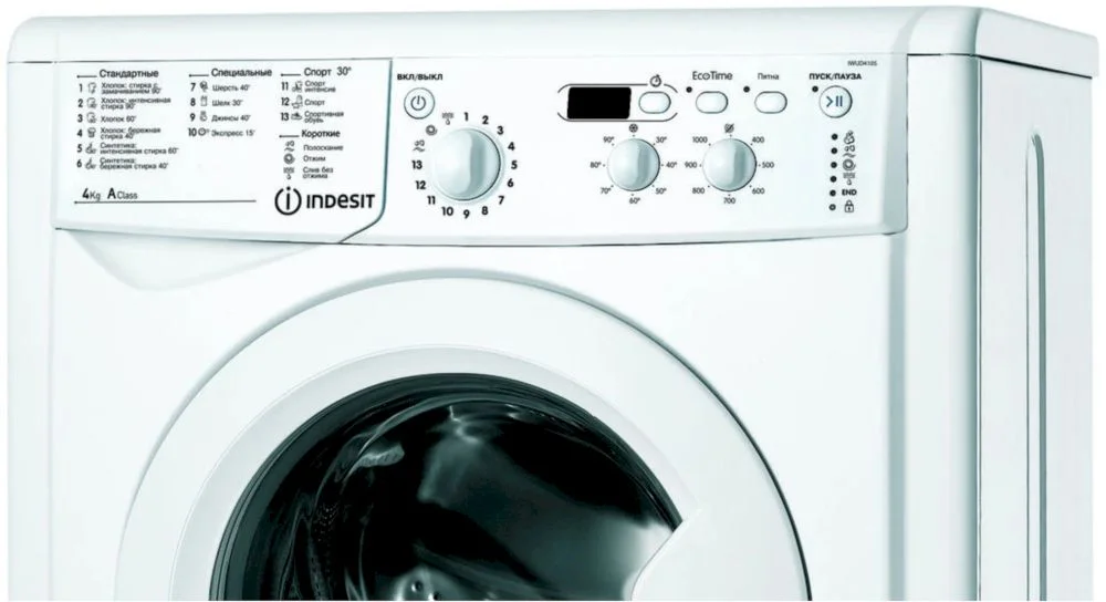 Стиральная машина Indesit IWUD 4105 (CIS) (32,3 см / 4кг / 1000об / Eco Time / дисплей / A)-1