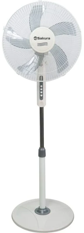Вентилятор напольный Sakura SA-17W ( 45 Вт / скоростей 3 / диаметр 40 см / тяжелая база, 5 лопастей / белый)-0