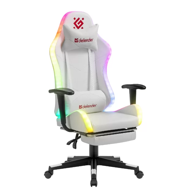 Игровое кресло Defender Watcher, RGB подсветка, белый-0