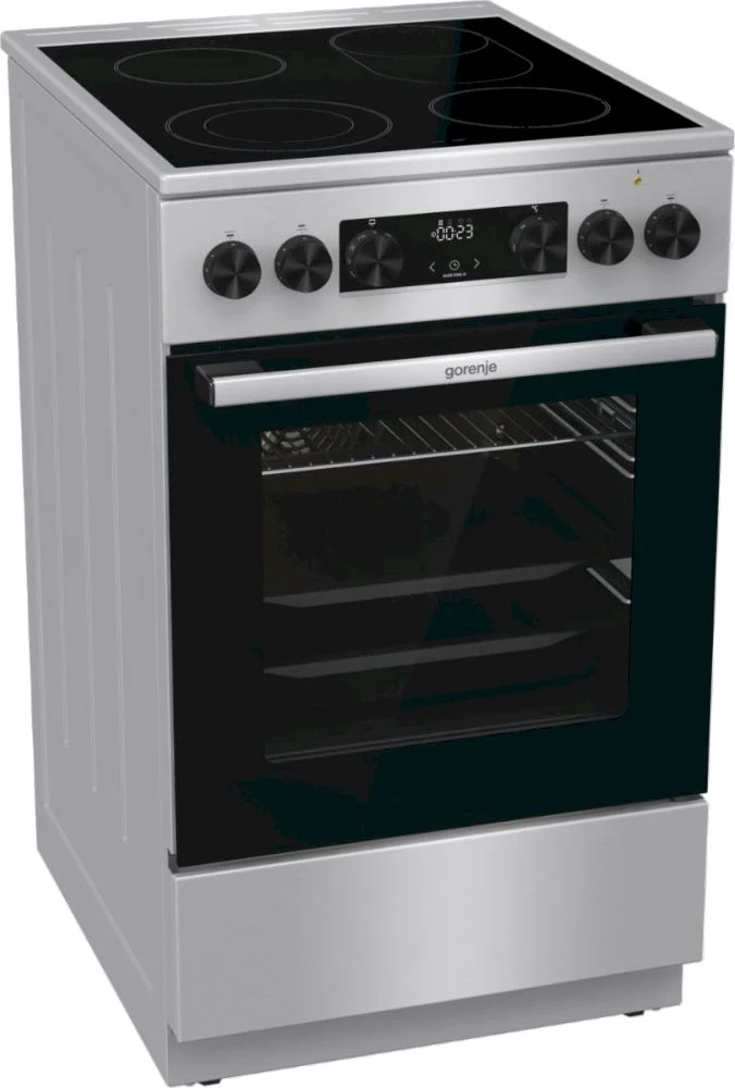 Плита электрическая Gorenje GECS5C70XA (Advanced / Нерж. сталь / духовка - 70 л / 4 конфорки (1700/1200/1200/2000Вт) / AquaClean / Мощность - 9,4 кВт)-0