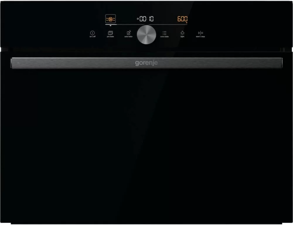 Духовой шкаф компактный с СВЧ Gorenje BCM4547DG (G600 / 50 л / до 250 °C / Чёрный, стекло / AquaClean / съемные напр. / GentleClose)-0