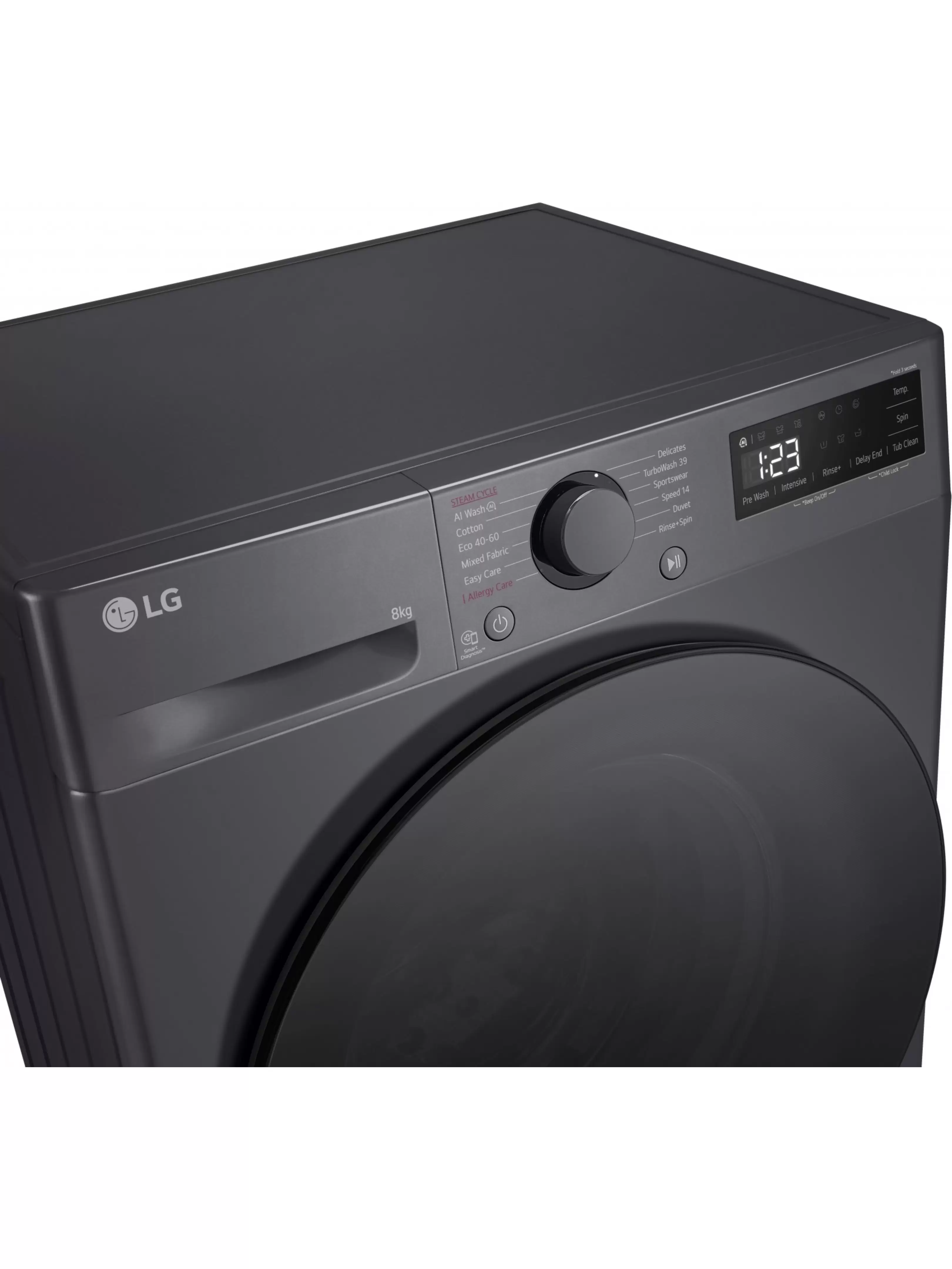 Стиральная машина LG F2WR508S2M (47.5см / 8кг / 1200об / пар / добавление белья / AI DD ™ / Smart Diagnosis / Inverter Direct Drive / A+++ / Чёрная)-6