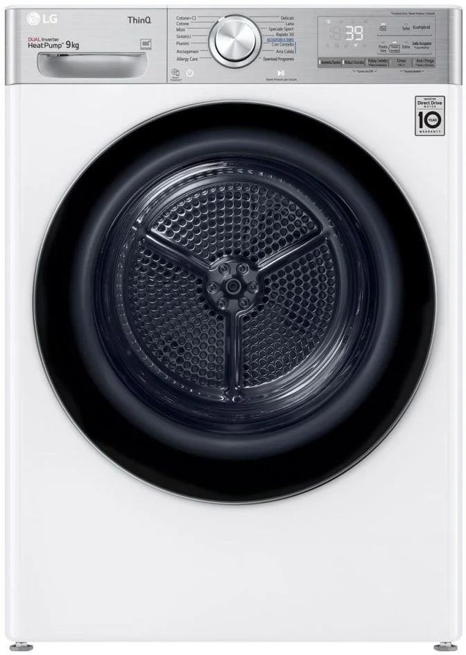 Сушильная машина с тепловым насосом LG RH90V9AV2QR (69см / 9кг / Конденсационная / A+++ / Allergy Care / Eco Hybrid / DUAL Inverter Heat Pump™ /Wi-Fi)-0