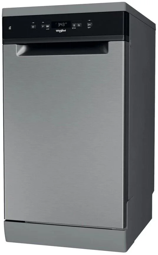 Машина посудомоечная отдельностоящая 45 см Whirlpool WSFC 3M27 X (10 комплектов / 2 полки / Расход воды - 9 л / 6th Sense / A++ / Нерж.сталь)-0