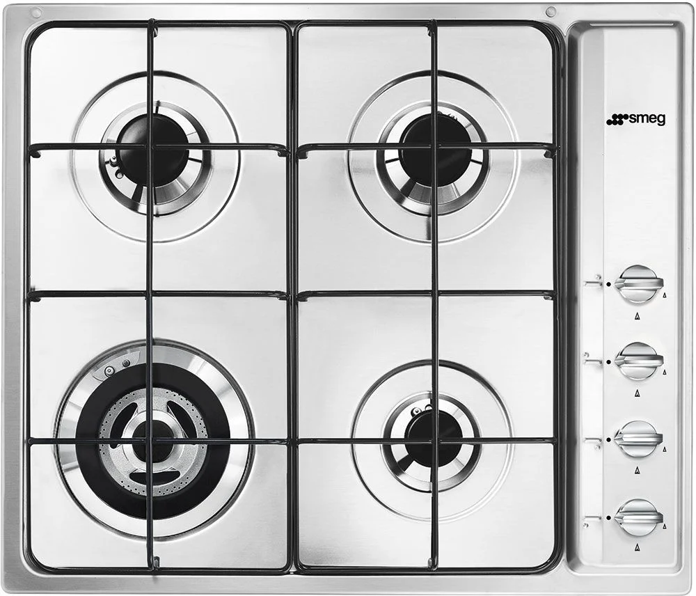 Поверхность газовая Smeg SR64S (Нерж.сталь / 4 конфорки / Эмалированные решетки / Электроподжиг / Газ контроль)-0