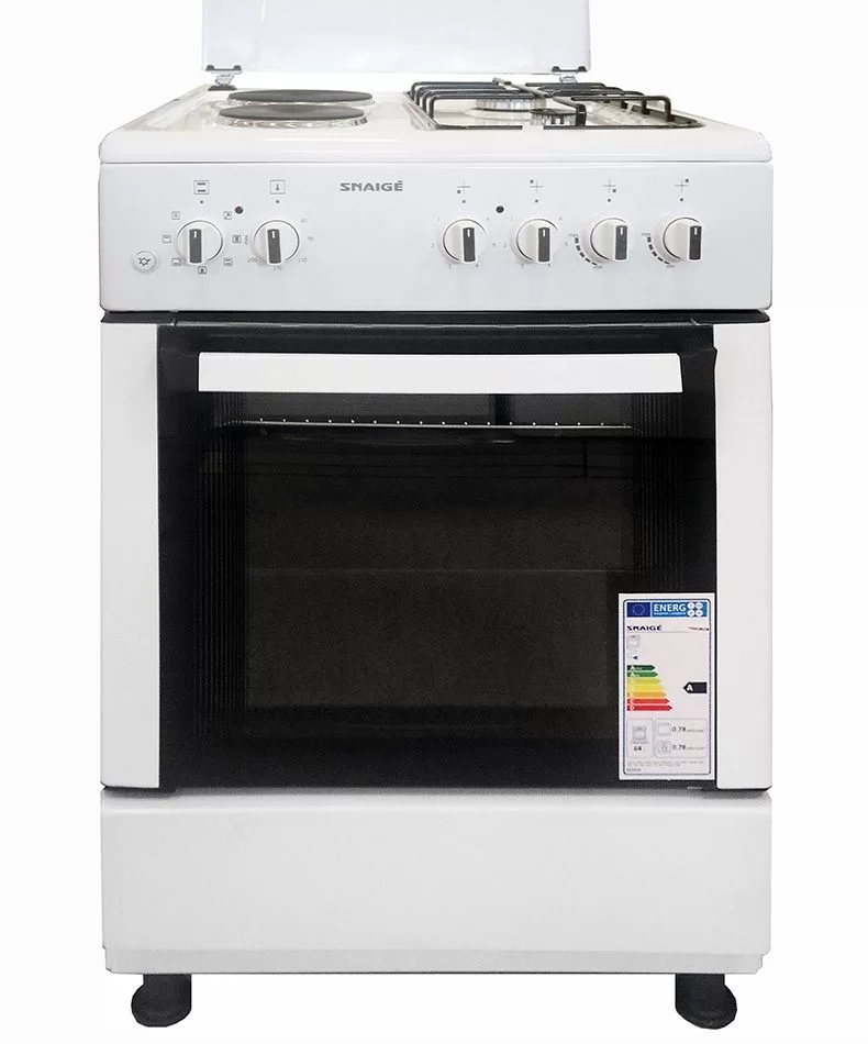 Плита газоэлектрическая комбинированная Snaige FF-6223MBZW (Белая / духовка - 64 л / 2 газовые конфорки / 2 электрически конфорки)-0