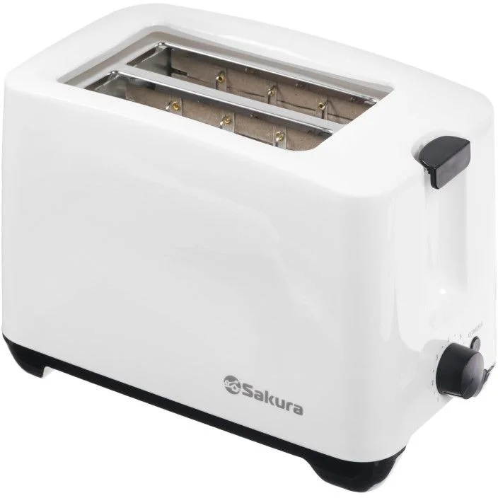 Тостер Sakura SA-7609W (750 Вт/ тостов - 2/ подогрев, поддон для крошек/ пластик / белый)-0