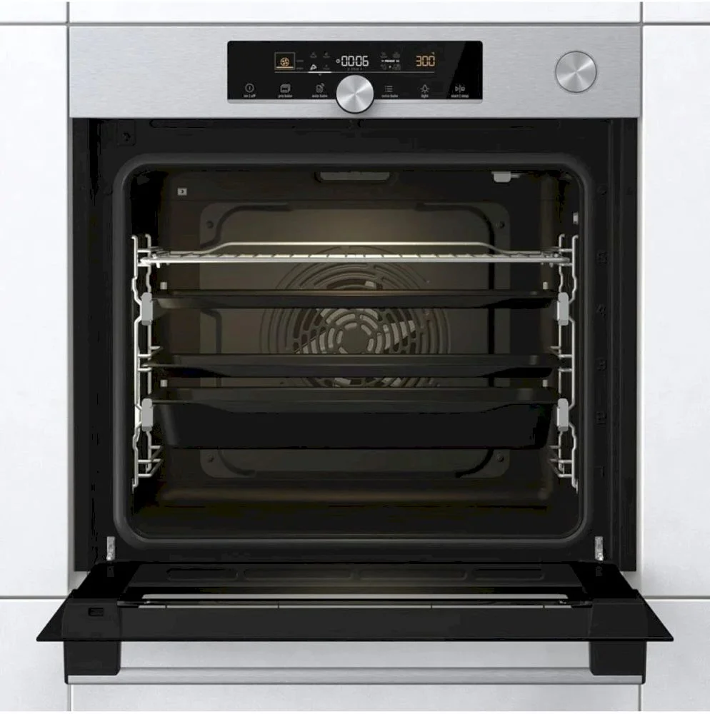 Духовой шкаф с добавлением пара Gorenje BSA6747A04X (Advanced / 77 л / до 300 °C / Чёрный, стекло / CataClean / Per.Grill / телескоп. напр. (x2) / A+-2