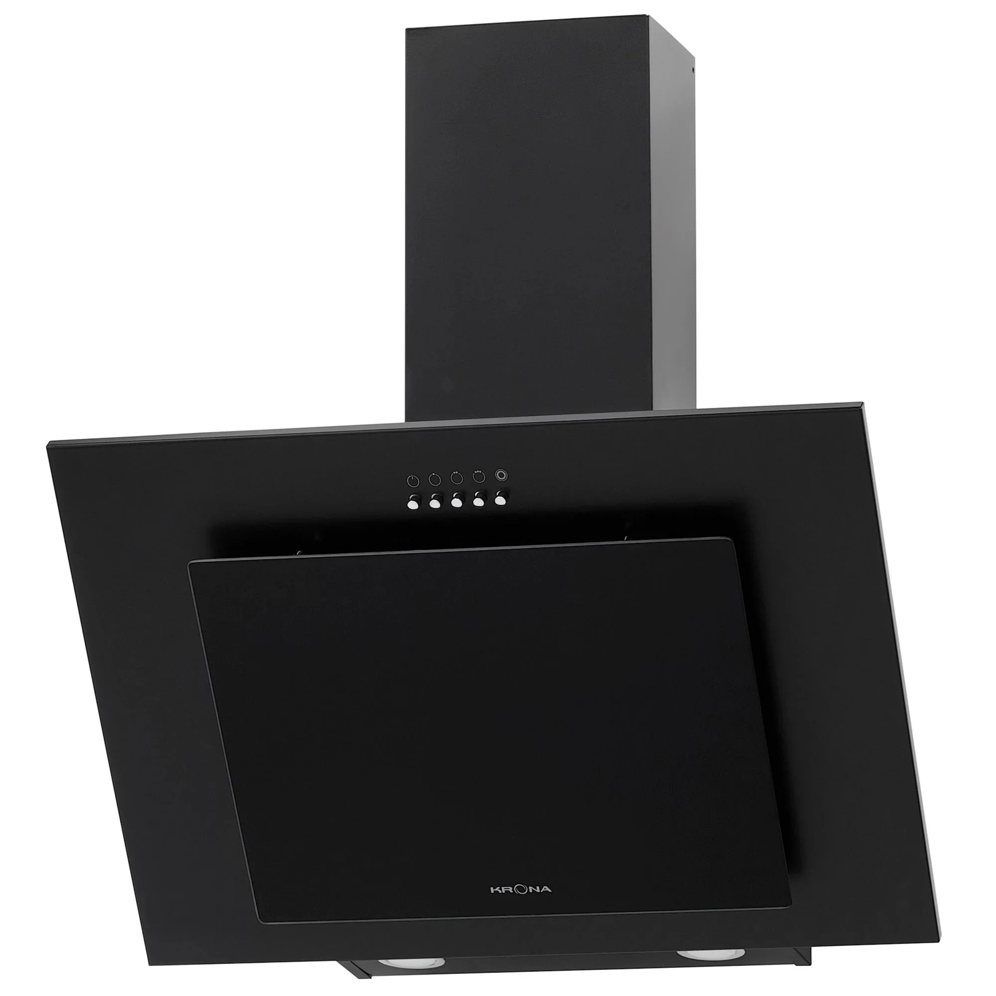 Вытяжка наклонная KRONA VIERKANT 600 Black PB (890 м³/ч / 125 Вт / LED освещение 2x3 Вт / ширина - 59.7 см / чёрный металл/стекло)-0