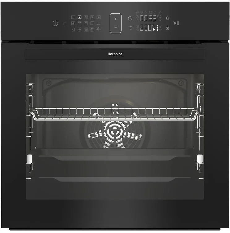 Духовой шкаф Hotpoint FE8 1352 SMP BLG (72 л / до 280°C / Чёрный, стекло / Пиролиз / Гриль / Телескоп. направляющие (x1) / А+)-0