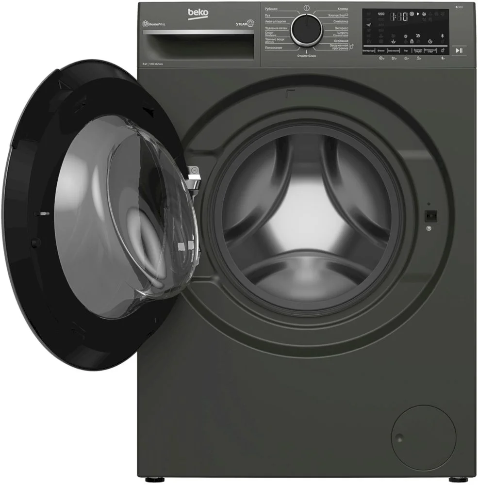 Стиральная машина Beko B3WFR572AB (45-49,6см / 7кг / 1200об / пар SteamCure™ / HomeWhiz®(Bluetooth) / Инверторный мотор ProSmart™ / A / Антрацит)-2