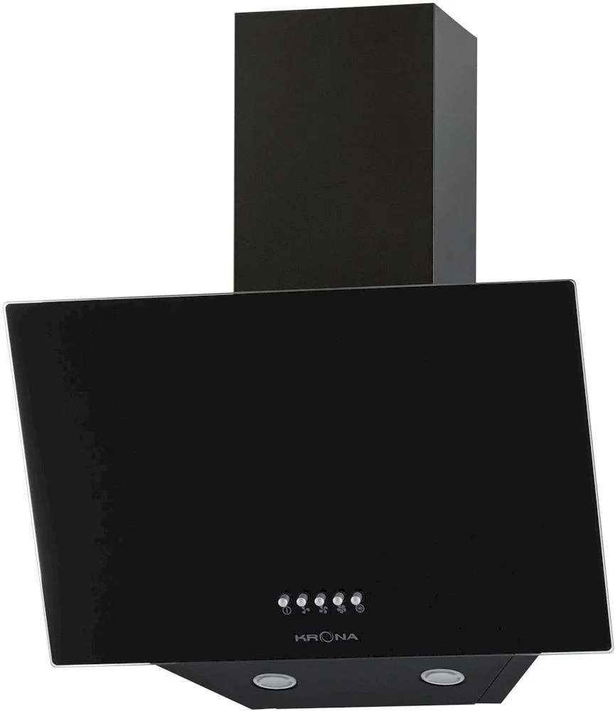 Вытяжка наклонная KRONA HELGA 500 black PB (950 м³/ч / 100 Вт / LED освещение 2x1 Вт / ширина - 49.6 см / чёрный / стекло)-0