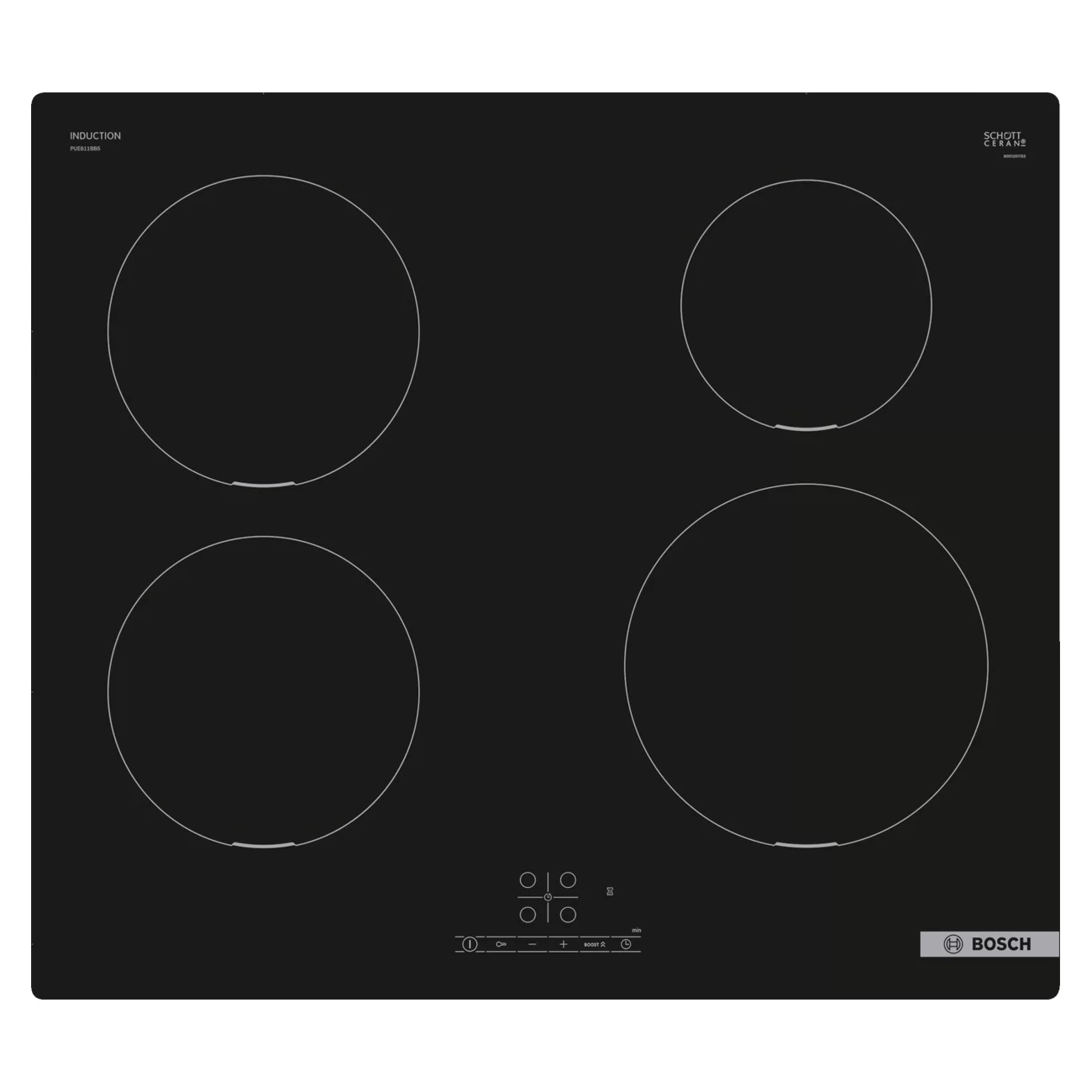Поверхность индукционная Bosch PUE611BB5D (Serie4 / черный / стеклокерамика / TouchSelect / QuickStart / PowerBoost)-2