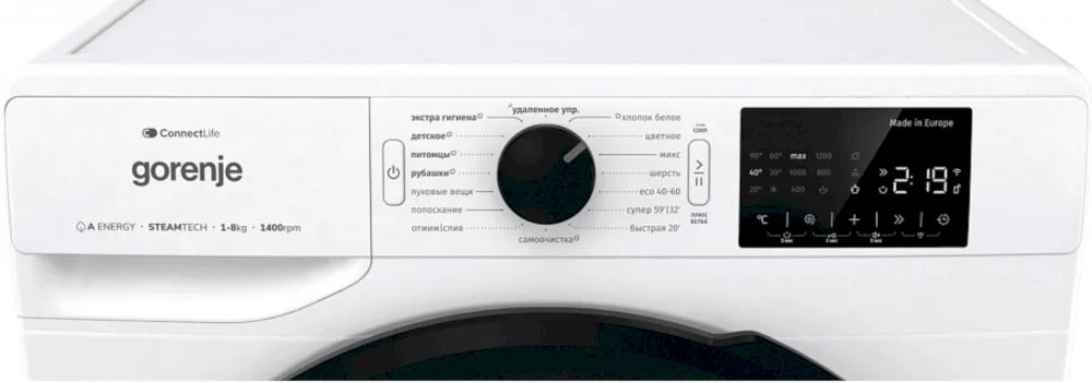 Стиральная машина Gorenje WGPNEI84A1SW (Essential / 52-54,5 см / 8кг / 1400об / пар / Wi-Fi / А+++)-5