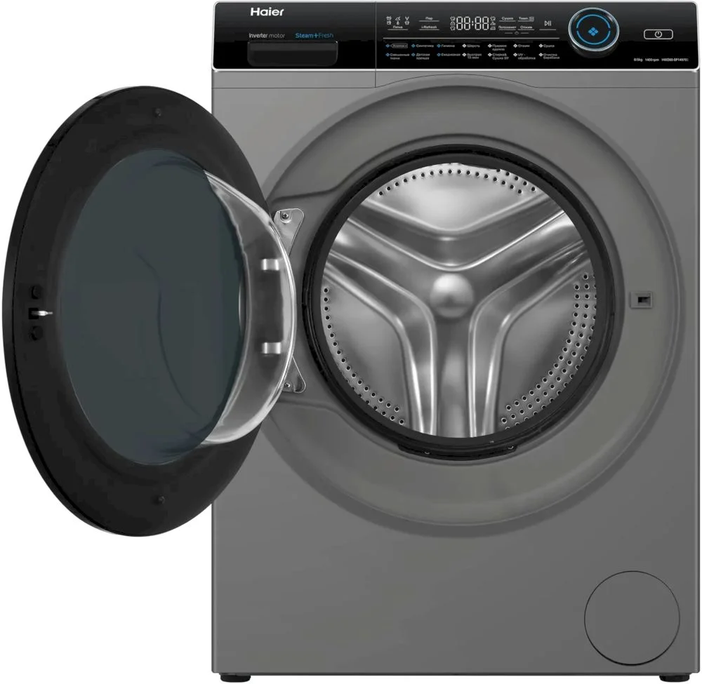 Стирально-сушильная машина Haier HWD80-BP14979S (53,5см / 8/5кг / 1400об / пар / Инверторный Двигатель / Серебро)-3