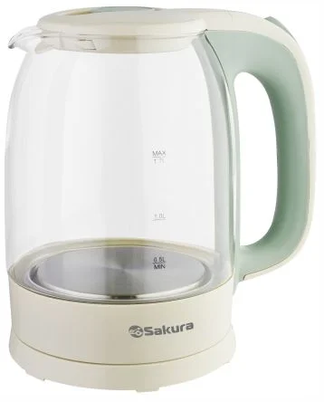 DSP Чайник Sakura SA-2740GR (2200 Вт / 1,7 л / стекло / фисташковый/бежевый)-0