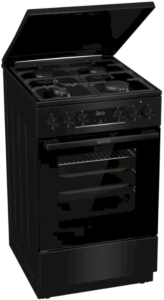 Плита комбинированная Gorenje GK5C42BF (Essential / Черный матовый / духовка - 70 л / 4 газовые конфорки / чугун. решетки / электроподж /газ-контроль)-0