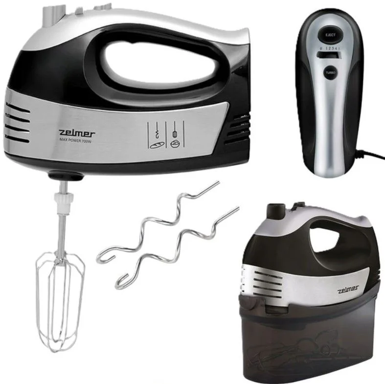 Миксер Zelmer ZHM2453BS (700 Вт/ ручной/ скоростей 5/ корпус пластик/ насадок 4/ турборежим / чёрный)-0