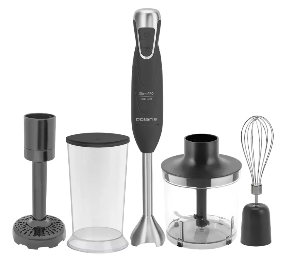 Блендер Polaris PHB 1283 (1300 Вт / скоростей 2 / турборежим / венчик, измельчитель, стакан, пюре)-0