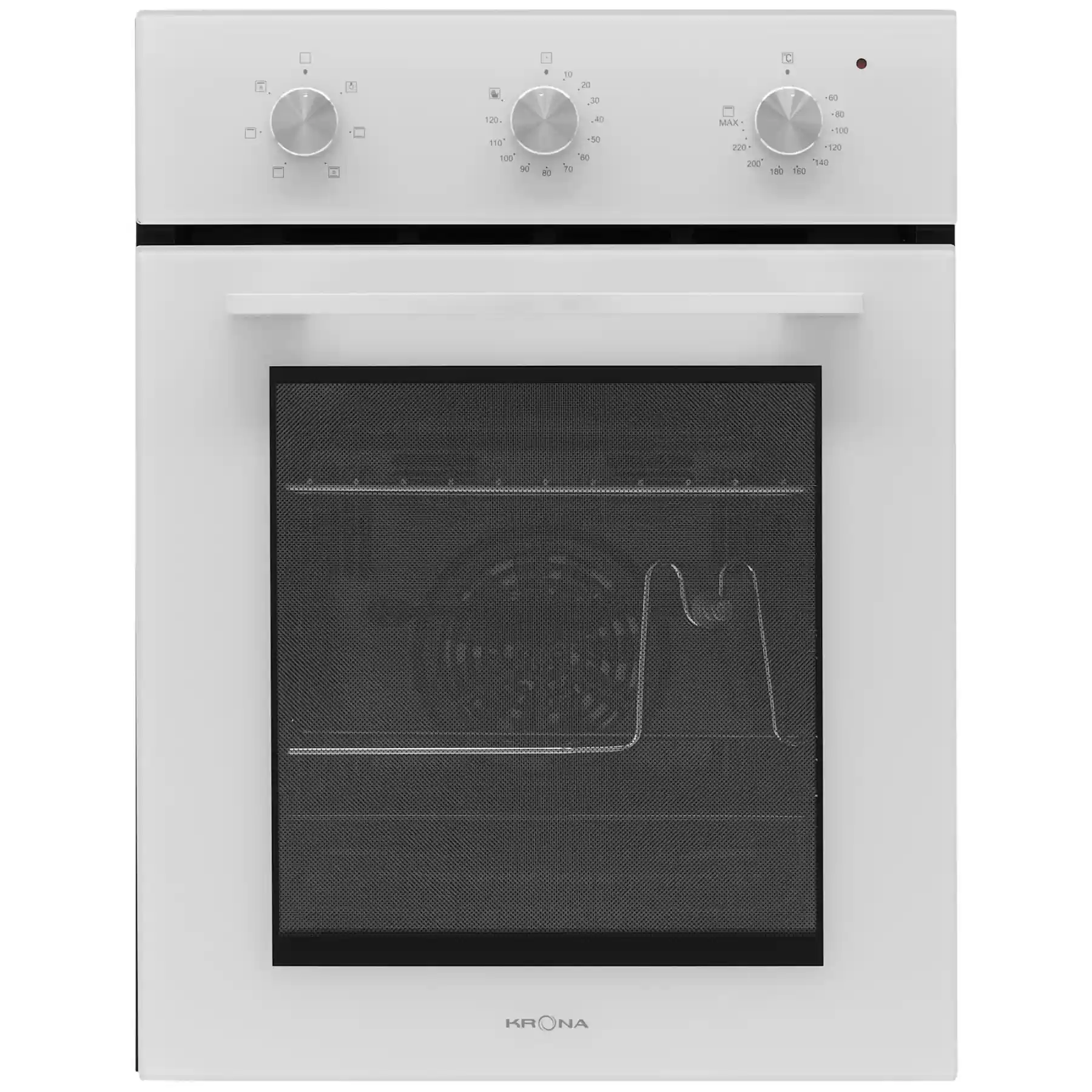 Духовой шкаф KRONA CORRENTE 45 WH (Узкий, 45 см / 47,5 л / до 260 °C / Белое стекло / Съемные направляющие / Вертел / Гриль / А)-0