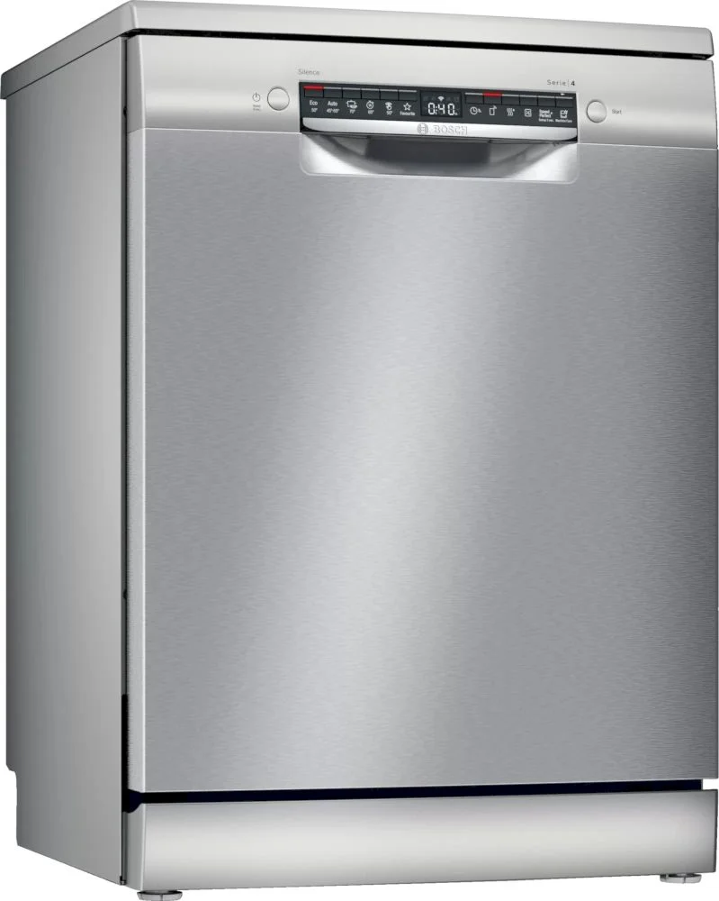 Машина посудомоечная отдельностоящая 60 см Bosch SMS4HTI33E (Serie4 / 12 комплектов / Home Connect / AquaStop / AntiFingerprint / Серебряный)-0