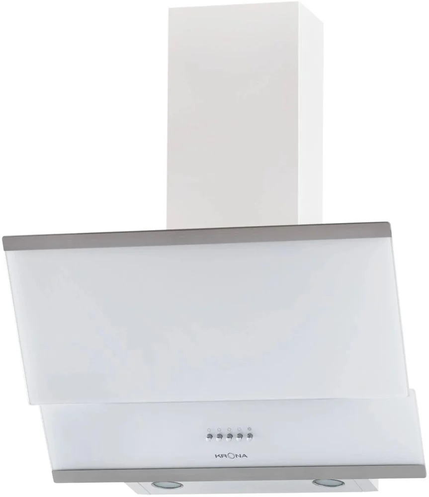 Вытяжка наклонная KRONA IRIDA 600 white PB (863 м³/ч / 125 Вт / LED освещение 2x3 Вт / ширина - 59.6 см / белое стекло)-0