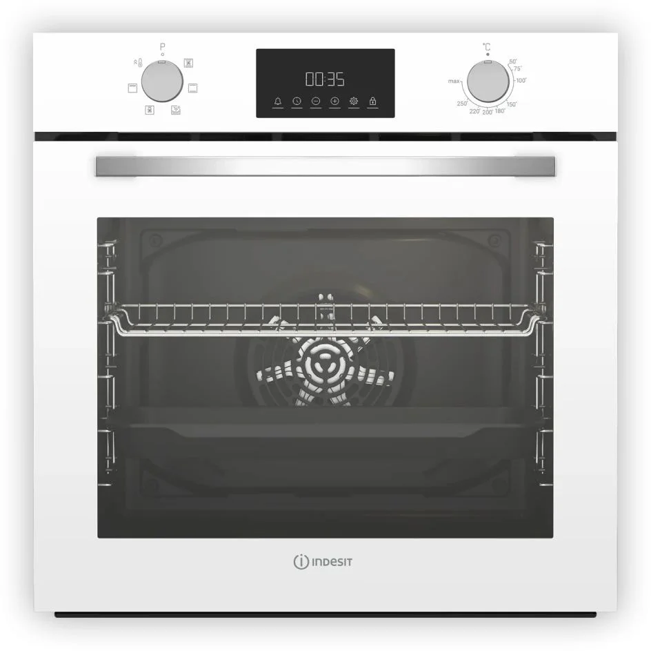 Духовой шкаф Indesit IFE 3644 J WH (72 л / до 280 °C / Белый / Паровая очистка / Гриль / Съемные направляющие / А)-0