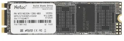 Жесткий диск SSD M.2 256 ГБ Netac N535N SATA III, TLC, R540/W490 МБ/с, 2280, 140 TBW (NT01N535N-256G-N8X)-0