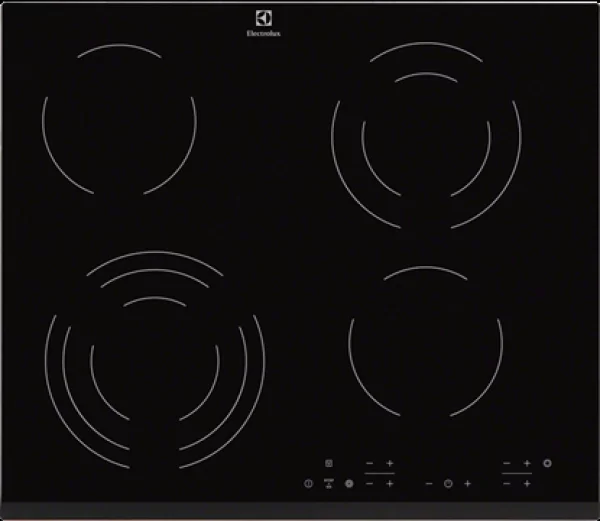Поверхность электрическая Electrolux EHF6343FOK (Radiant 300 / Черная / стеклокерамика / 4 конфорки(1.2/1.2/1.7/2.3кВт) / Booster / 6.4 кВт)-0