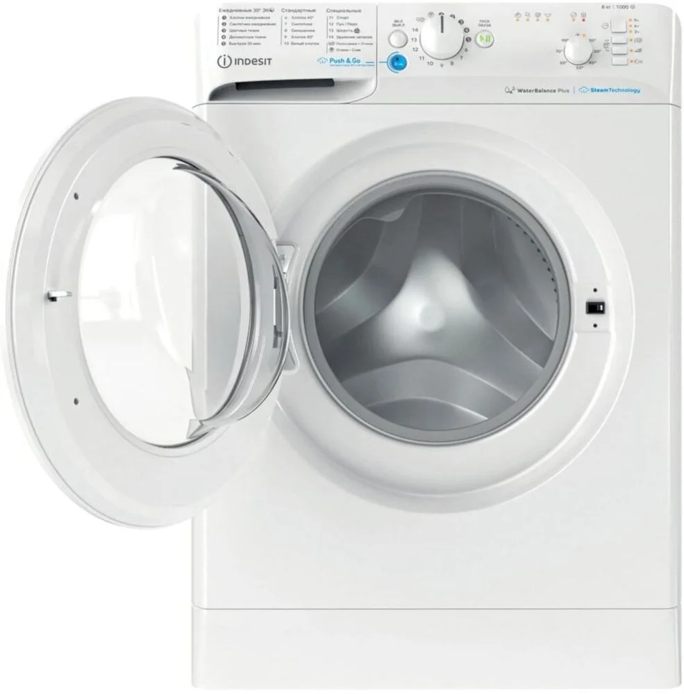 Стиральная машина Indesit BWSB 61051 WWV RU (42.5см / 6кг / 1000об / пар / Push&Go Steam / Water Balance Plus)-2