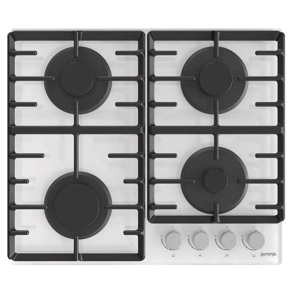 Поверхность газовая Gorenje GT642AXW (Advanced / белое стекло / чугунные решетки / BigSurface)-1