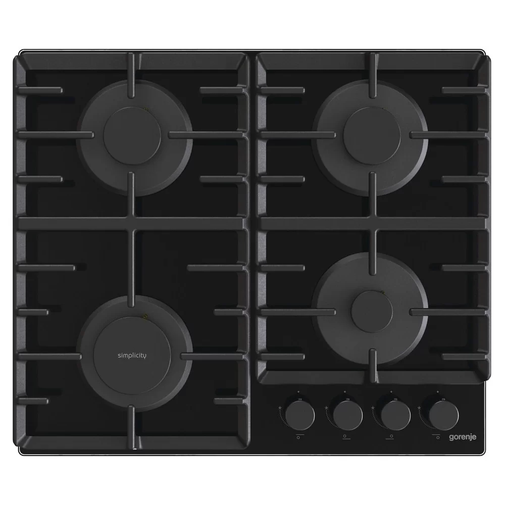 Поверхность газовая Gorenje GT642SYB (Simplicity 2.1 / черный / закаленное стекло / чугун)-2