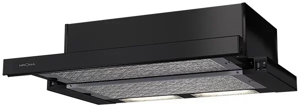 Вытяжка телескопическая KRONA KAMILLA 600 2DN BLACK (1066 м³/ч / 2*90 Вт / галогенная лампа 2x28 Вт / ширина - 60 см / черный / металл)-0