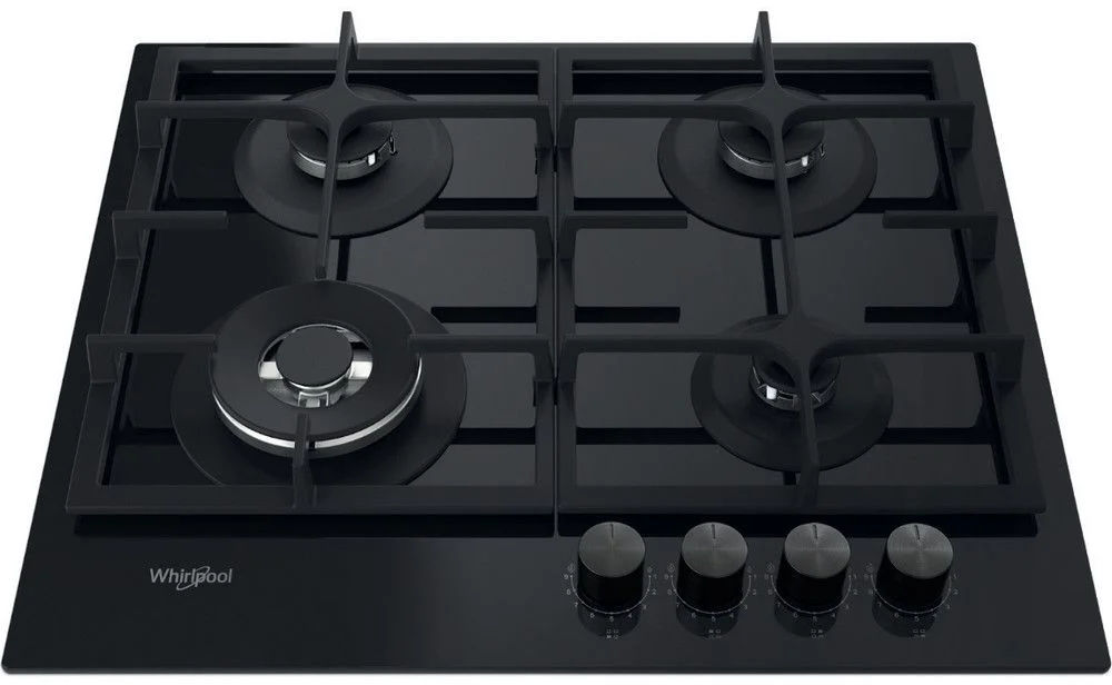 Поверхность газовая Whirlpool AKTL 629/NB1 (Чёрная / 4 конфорки / Чугунные решетки / Закаленное стекло / Электроподжиг / Газ контроль)-0