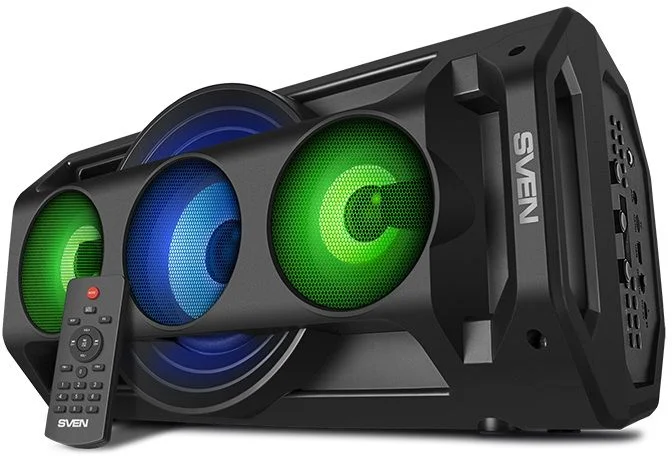 Беспроводная портативная колонка SVEN PS-680 / 65W / TWS / microSD / USB / FM / Bluetooth / Батарея 2*4400mAh / LED подсветка / караоке / Чёрный-0