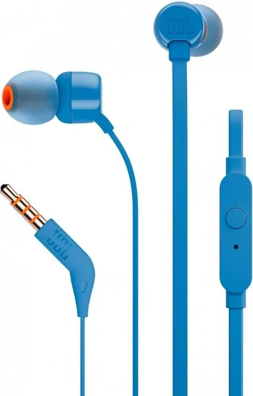Проводные наушники с микрофоном JBL T110, (кабель 1.2 м), синий-0