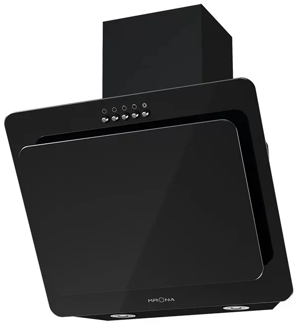 Вытяжка наклонная KRONA Liva 500 black PB (715 м³/ч / 60 Вт / LED освещение 2x1 Вт / ширина - 49.6 см / чёрное стекло)-0