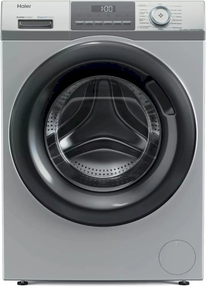 Стиральная машина Haier HW60-BP12929BSE (46 см / 6 кг / 1200об / пар / i-Refresh / Smart Dual Spray / Wi-Fi (Evo) / Invertor / A+++ / Серебро)-0
