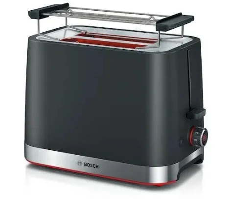 Тостер Bosch TAT4M223 (970 Вт/ тостов - 2/ подогрев, размораживание, решетка для подогрева булочек, поддон для крошек/ чёрный)-0