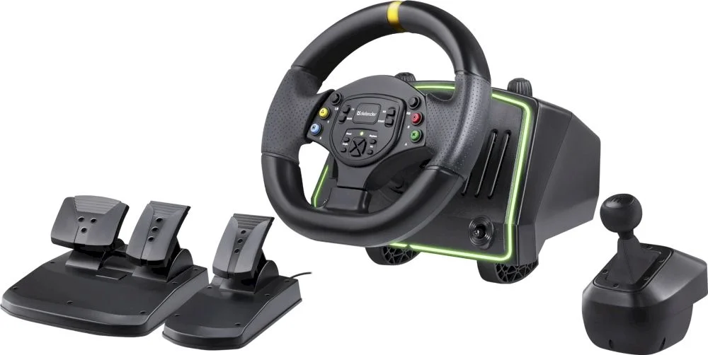 Руль Defender Dominion USB, (PC/PS/Xbox/Switch,педали), чёрный-0