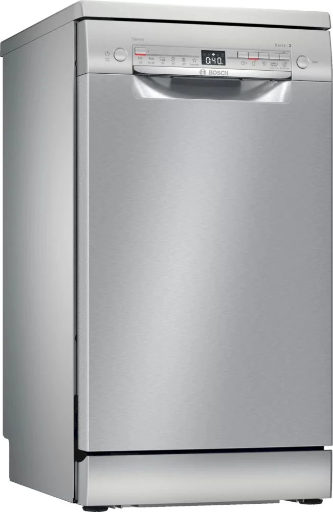 Машина посудомоечная отдельностоящая узкая Bosch SPS2XMI04E (Serie2 / 10 комплектов / Home Connect / Таймер / DuoPower /AquaStop / Серая)-0