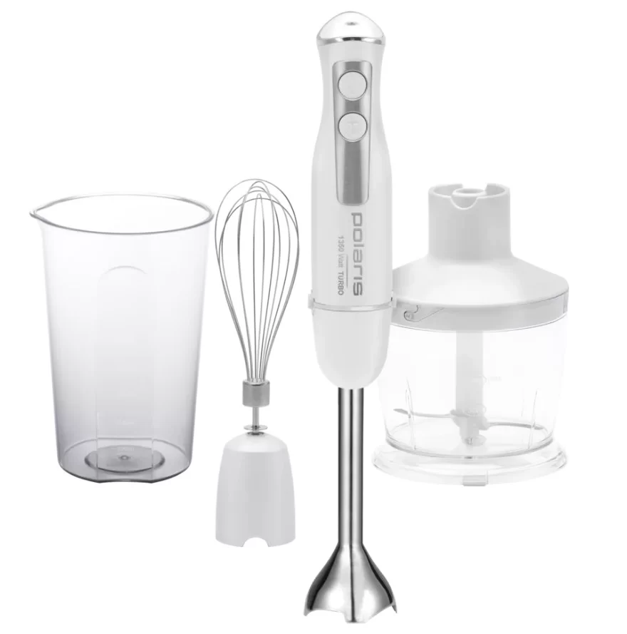 Блендер Polaris PHB 1397 (1350 Вт / скоростей 2 / турборежим / венчик, измельчитель, стакан / белый)-0